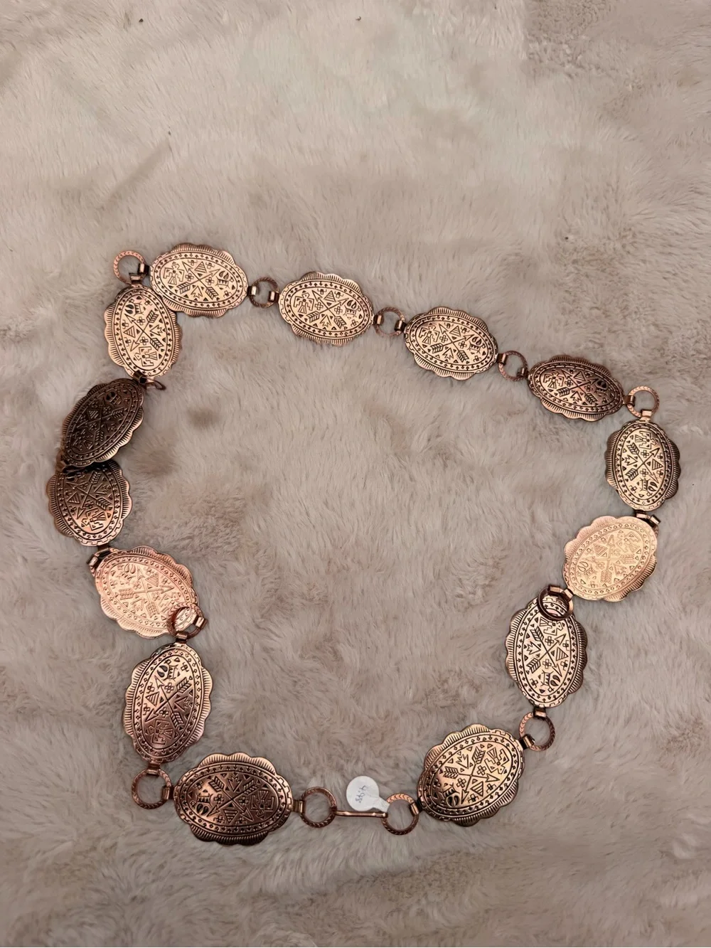 Vintage Etched Rose Gold Oval Link Chain Belt